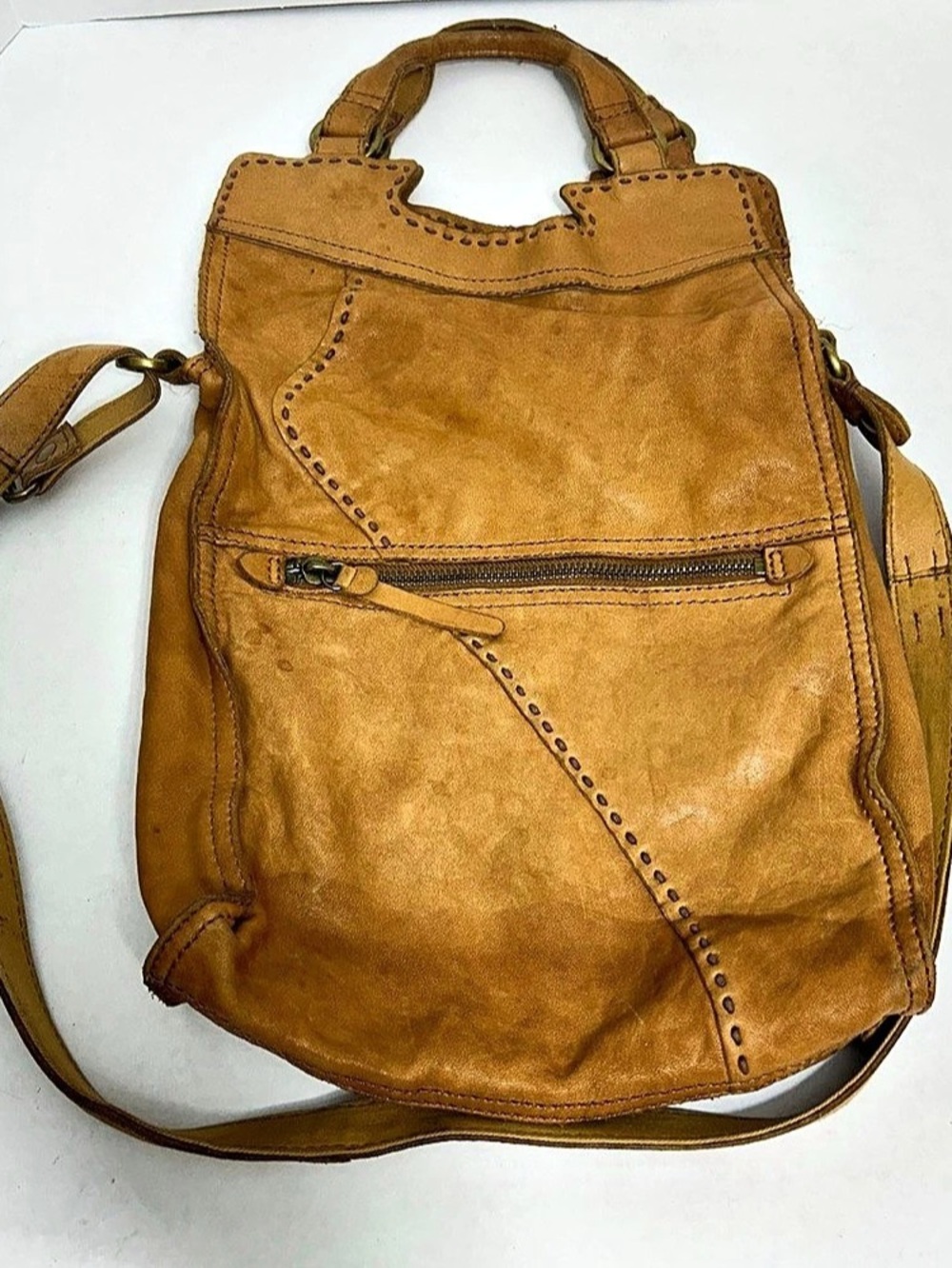 Vintage Women’s Lucky Brand Abbey Road Fold Lambskin Purse Tan Brown